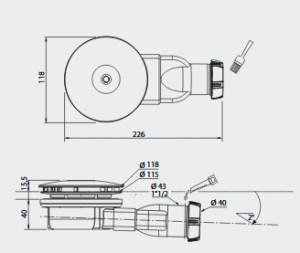 Válvula Base Duche SLIM Sifonada 40x115 (D90) WIRQUIN - Image 2