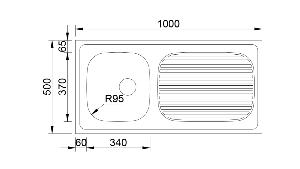 Lava Louça INOX Pousar N/P 100x50 (1C1E-sem valvula) - Image 2