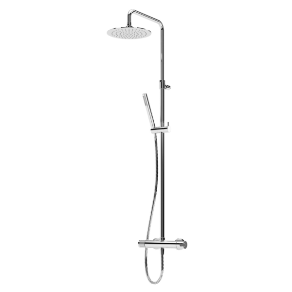 Sistema de duche com braço ajustável, chuveiro de Ø230mm em ABS e rampa de duche - Bruma Leaf 167 650 1CR