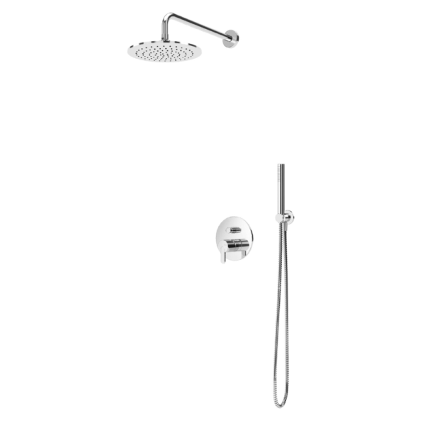 Sistema embutido de duche com chuveiro de parede Ø230 mm em ABS e kit de chuveiro mão Elo - Bruma Leaf 167 720 1CR
