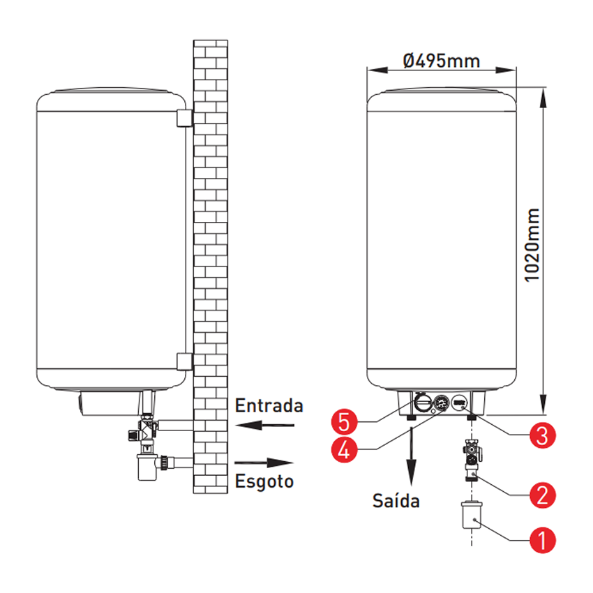 Termoacumulador 100L Videira Inox AISI 316L - Vertical Parede - 2000W x 230V Termoacumulador 100L Videira Inox AISI 316L - Vertical Parede - 2000W x 230V