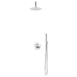 Sistema embutido de duche com chuveiro de tecto Ø230 mm em ABS, braço 100 mm e kit de chuveiro mão Elo - Bruma Leaf 167 540 1CR