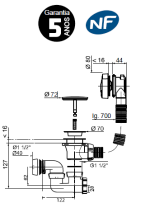 Válvula de Banheira Automática WIRQUIN com cabo (SP5802PT) - Image 3
