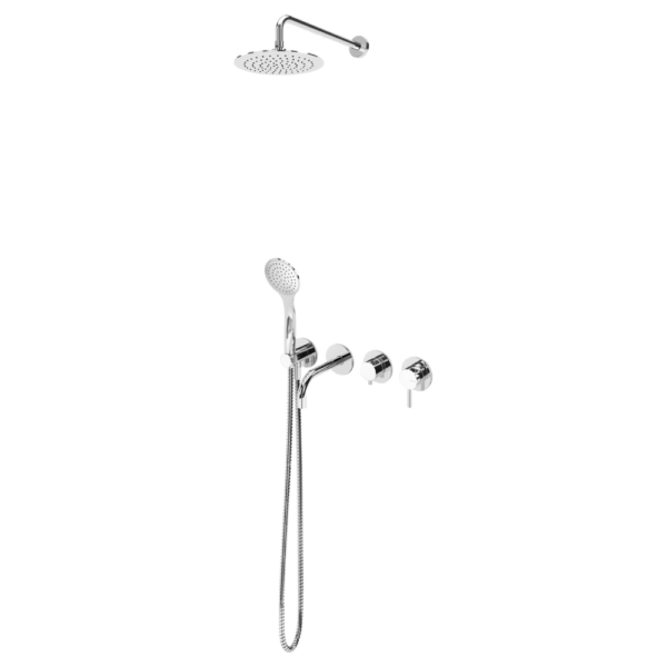Sistema embutido de banheira, com chuveiro de parede Ø250 mm, chuveiro mão Elo e bica de banheira - Bruma Lusitano 107 312 1CR