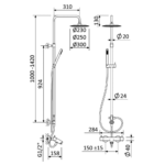 Sistema termostático de banheira com braço ajustável, chuveiro de Ø230mm em ABS e rampa de duche - Bruma Elo 138 472 1CR - Image 2