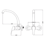 Monocomando lava loiça ZEUS parede bica superior cromado - Image 2