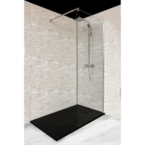 Painel de Duche ALFA 80x195cm Vidro Transparente 8mm (perfil cromado)