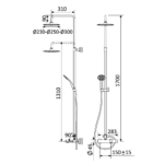 Sistema de banheira com braço ajustável, chuveiro de Ø230 mm em ABS e rampa de duche - Bruma Lusitano 107 260 6CR - Image 2