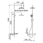 Sistema de duche com braço ajustável, chuveiro fixo UltraThin com Ø300 mm em inox - Bruma Lusitano 107 283 1CR - Image 2