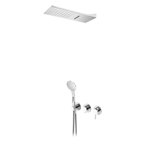 Sistema embutido de duche com chuveiro Line Cascade (Chuva/ Cascata) e chuveiro mão - Bruma Lusitano 107 410 1CR