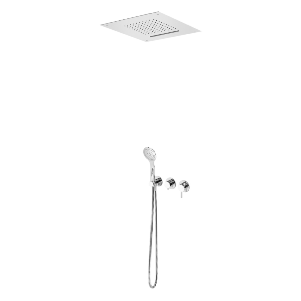 Sistema embutido de duche com chuveiro de tecto (Chuva/Cascata) e chuveiro mão - Bruma Lusitano 107 426 1CR