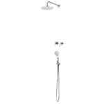 Sistema embutido de duche horizontal, com chuveiro de parede Ø230 mm em ABS e kit de chuveiro mão separado Emotion - Bruma Lusitano 107 750 1CR