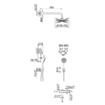 Sistema embutido de duche horizontal, com chuveiro de parede Ø230 mm em ABS e kit de chuveiro mão separado Emotion - Bruma Lusitano 107 750 1CR - Image 2