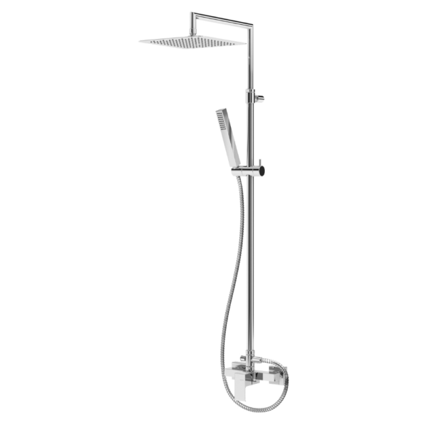 Sistema de duche com braço ajustável, chuveiro 200x200mm em ABS e rampa de duche - Bruma Linea 182 271 1CR