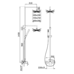 Sistema de duche com braço ajustável, chuveiro 200x200mm em ABS e rampa de duche - Bruma Linea 182 271 1CR - Image 2