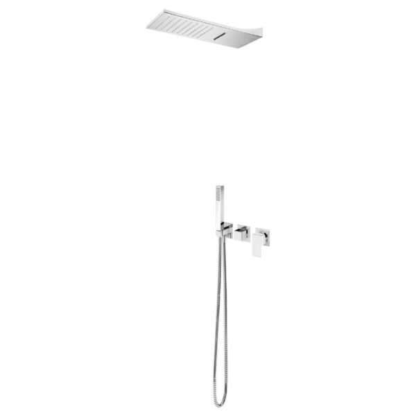 Sistema embutido de duche com chuveiro Line Cascade (Chuva/Cascata) e chuveiro mão - Bruma Linea 182 410 1CR