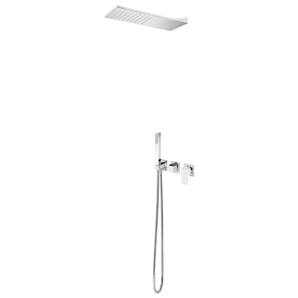 Sistema embutido de duche com chuveiro fixo Line (Chuva) e chuveiro mão - Bruma Linea 182 411 1CR