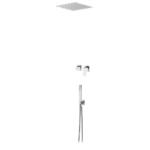 Sistema embutido de duche com chuveiro de tecto EasyFix 300x300 mm (Chuva) e chuveiro de mão separado Quadra - Bruma Linea 182 421 1CR