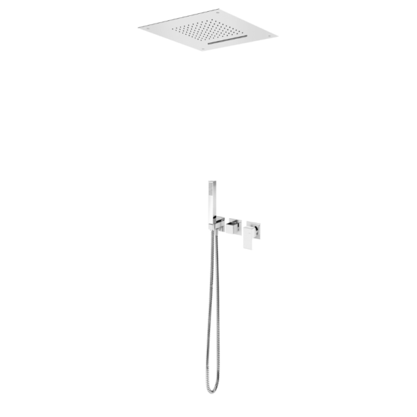 Sistema embutido de duche com chuveiro de tecto (Chuva/Cascata) e chuveiro mão - Bruma Linea 182 426 1CR