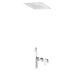 Sistema embutido de duche com chuveiro em INOX, de embutir no tecto 380x380 mm (Chuva) e chuveiro mão - Bruma Linea 182 428 1CR
