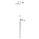 Sistema embutido de duche com chuveiro de parede 200x200 mm em ABS e kit de chuveiro mão Quadra - Bruma Linea 182 571 2CR