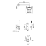 Sistema embutido de duche com chuveiro de parede 200x200 mm em ABS e kit de chuveiro mão Quadra - Bruma Linea 182 760 6CR - Image 2
