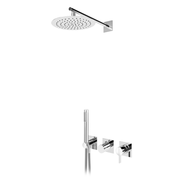 Sistema embutido de duche com chuveiro de parede Ø250 mm e kit de chuveiro mão - Bruma Breeze 168 763 2CR