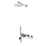 Sistema termostático embutido de banheira com chuveiro de parede Ø250 mm, kit de chuveiro mão e bica de banheira - VenusQ - Bruma Breeze 187 350 1CR