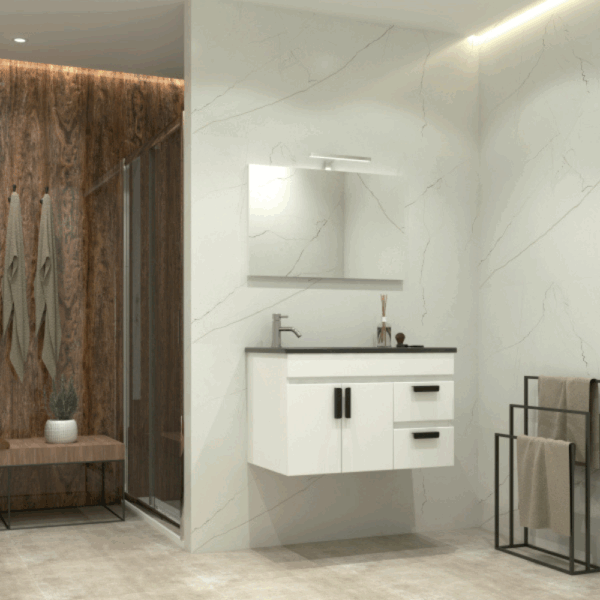 Móvel com lavatório XADREZ 80 Branco