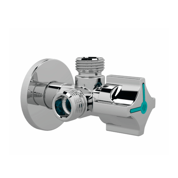 Válvula esquadria PN10 M-M X M Roscar VITAQ Manípulo ABS cromado - A-80 Twin (1/2M-3/8M X 3/8M)