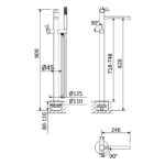 Monocomando de banheira e duche, montagem ao chão - Bruma Lusitano 107 800 1CR - Image 2