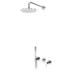 Sistema embutido de duche com chuveiro de parede Ø250 mm em inox e kit de chuveiro mão Elo - Bruma Leaf 167 361 5CR