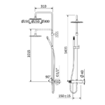 Sistema de Duche com braço ajustável, chuveiro de 300mm em inox e rampa de duche - Bruma Leaf 167 653 1CR - Image 2