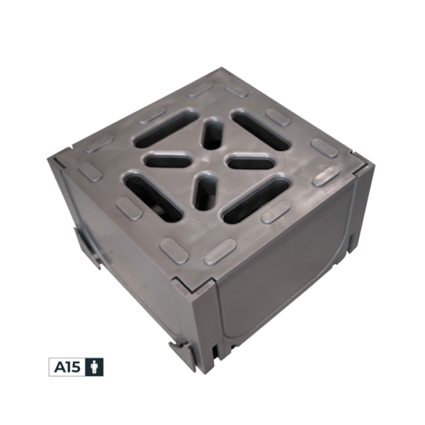 Cubo Multifunções p/ Canal com Grelha PP Cinza Escuro A15 - 126x126x77 mm