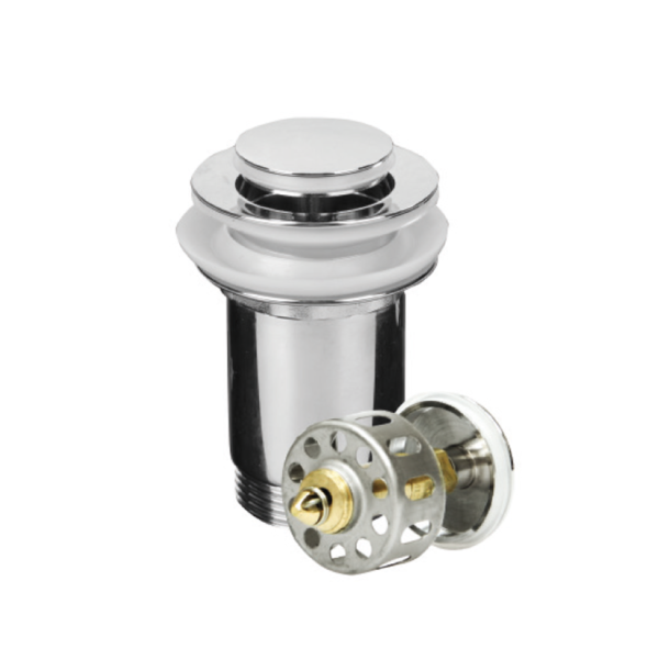 Válvula Clic-Clac Cromada para Lavatório/Bidé com Cesta em Inox
